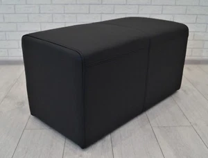 Schwarz Echt leder Hocker Sitzhocker 100% Rindsleder Sitzwürfel 80x40x40 Würfel - Bild 1 von 3