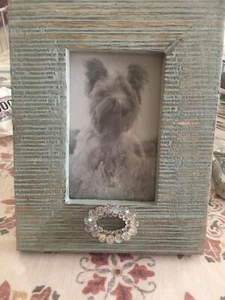 Rustic wood frame new 4x6" Embellished Light Green/natural - Picture 1 of 7