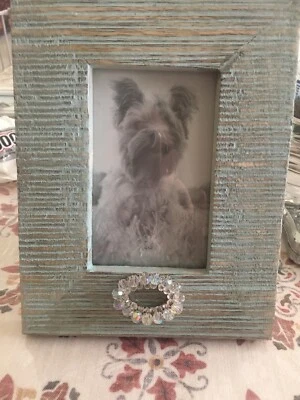 Rustic wood frame new 4x6" Embellished Light Green/natural Foto 1 de 4