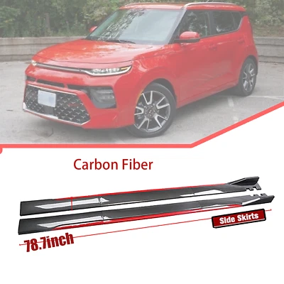 For Kia Soul 2010-2022 Carbon Fiber 78.7 Side Skirt Extension Spoiler Splitter Foto 1 de 4