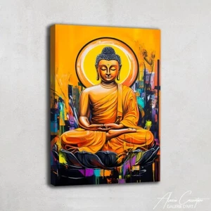 Colorful Abstract Print Decor Orange Wall Art Canvas Meditation Zen Decoration - Picture 1 of 7