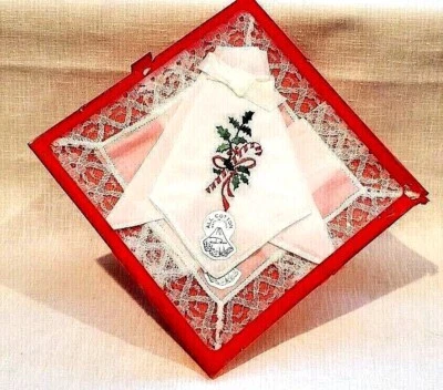Pañuelos de Navidad Par Desco De Colección Paquete Original Bastón de Caramelo Algodón Encaje Japón Foto 1 de 4