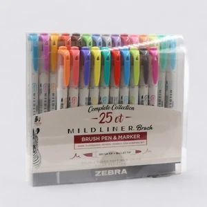 Zebra Mildliner Double Ended Brush Pen and Marker Complete Collection Set 25ct - Picture 1 of 5