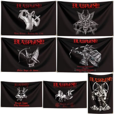 Blasphemy Black Heavy Metal Band Flag Banner Tapestry Hanging + Brass Grommets - Image 1 of 4