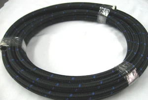 06 AN Black Nylon lightweight race hose 20ft Long Blue Stripe 30R9 Ethanol E85 - Bild 1 von 1