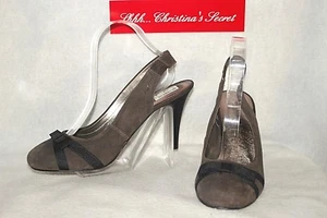 BISOU BISOU Michele Bohbot ~ Grey Suede Slingback Heels Shoes Sz 9.5 M * XLNT++ - Picture 1 of 7