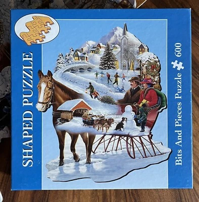 BITS AND PIECES SHAPED PUZZLE 600 PC WINTER WONDERLAND - Image 1 of 3