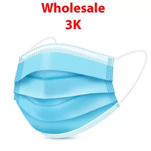 3000 Stck. Blau Farbe Gesichtsmaske Mund & Nase Schutz Atemschutzmasken mit Filter - Bild 1 von 5