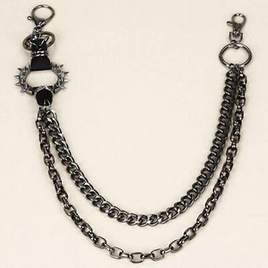Men's Strong Leash Heavy Thorn Ring Metal Wallet Chains Biker Trucker Key Chain - Picture 1 of 5