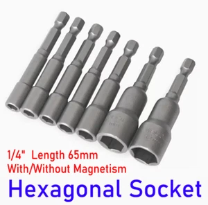 1/4" Hexagonal Socket 65mm Length Nut Setter Drill Bit With Magnetism 5~24mm Dia - Picture 1 of 10