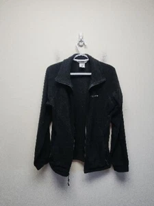 Columbia Soft Fleece Black Soft Zip Up Jacket w/ Zipper Pockets 18/20 - Picture 1 of 5