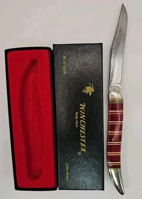 Cuchillo de palillo de dientes Winchester Candy Stripe usado de 9 pulgadas de una sola hoja Foto 1 de 4