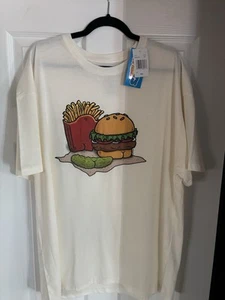 Butts On Things Burgers and Fries Graphic T Shirt Ivory XXL - Picture 1 of 7