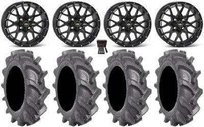 ITP Hurricane 14" Wheels Black 28" BKT AT 171 Tires Honda Foreman Rancher SRA - Image 1 of 4