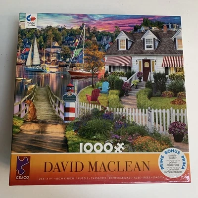 Rompecabezas David Maclean 1000 piezas - Escena colorida del puerto. Usado. Libre de humo. Foto 1 de 3