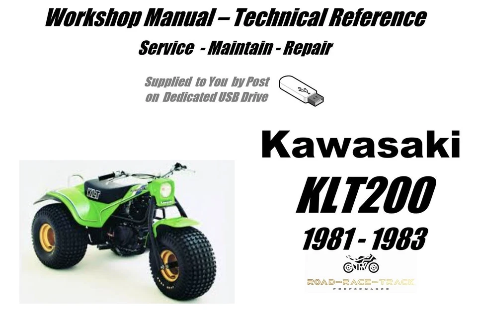 Manual de taller de reparación de servicio Kawasaki KLT200 KLT200 A USB 1981-1983 Foto 1 de 4