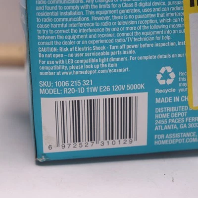 (3-Pk) EcoSmart Dimmable LED Light Bulb Daylight R20 75W 1006 215 321 - Image 1 of 4