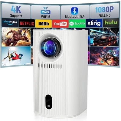 4K Mini Beamer Projektor 1080P Tragbarer Videoprojekto WiFi Bluetooth Heimkino - Bild 1 von 4