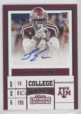 2017 Panini Contenders Draft Picks College Ticket Justin Evans Rookie Auto RC - Image 1 of 2