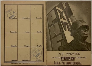 FIRENZE PARTITO NAZIONALE DI GOVERNO TESSERA PNF A.XVI° 1938 G.R.F. G.MONTEMAGGI - Imagen 1 de 6