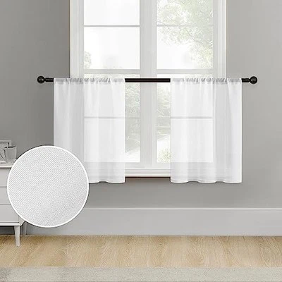  White Sheer Tier Curtains 24 inch Length Curtain Sheers Transparent Half  - Image 1 of 4