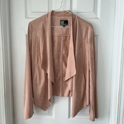 Kut From the Kloth Womens Jacket Sz M Open Moto Faux Suede Peach Pink KJ50001 - Image 1 of 4