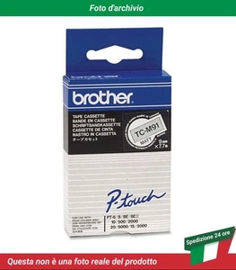 TC-M91 Brother TC Tape Cassetta Nero su Chiaro-Opaco - Afbeelding 1 van 2