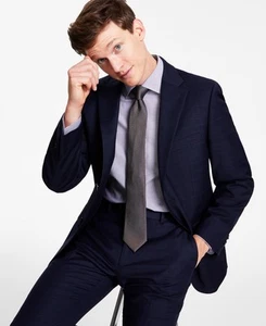 Tommy Hilfiger Mens Modern fit Suit Jacket Blazer 36 R Dark Blue Plaid Stretch - Picture 1 of 2