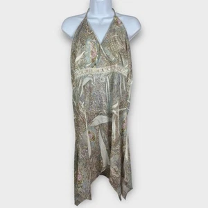 VTG Y2K Style Tunic Top Plus Size 3X Missphit Cottage Core Paisley Halter Lace - Picture 1 of 5