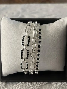 Bomb Party Luxe Layers Armband zeitlose Details schwarzer Onyx CZ versilbert - Bild 1 von 5