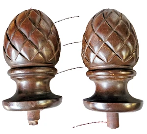 ANTIQUE PAIR OF PINEAPPLE FINIALS ARCHITECTURAL ELEMENTS - Picture 1 of 5