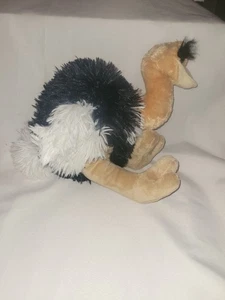 Peluche Wild Republic avestruz peluche negro blanco bronceado pestañas largas 12" - Imagen 1 de 5