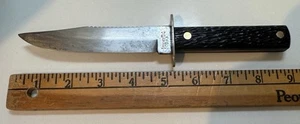 Vintage Imperial Sawback Fixed Blade Knife tight Black handle USA made No Tariff - Picture 1 of 9