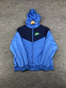 Nike Jacket Boys Large Blue Hooded Full Zip Windbreaker Lightweight Athletic - Picture 1 of 8