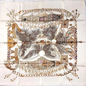 HERMES Scarf Carre 90 silk TERRES PRECIEUSES 2 made in France 712 - Picture 1 of 10