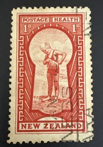 1935 New Zealand Health Stamp Keyhole 1d Red Used - Picture 1 of 2