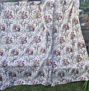PAR DE CORTINAS SANDERSON VINTAGE LINO FLORAL DECORACIÓN DEL HOGAR DISEÑO DE INTERIORES - Imagen 1 de 12