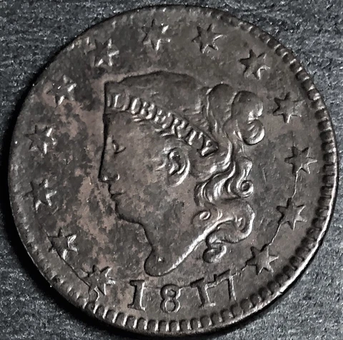 1817 Coronet Large Cent N12 R3 Die Crack Cover