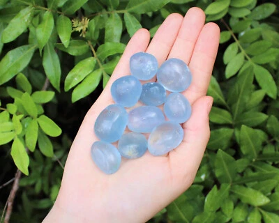 Celestite Tumbled Stones: 1/4 lb Bulk Lot  (Premium Quality 'A' Grade) 4 oz - Image 1 of 4