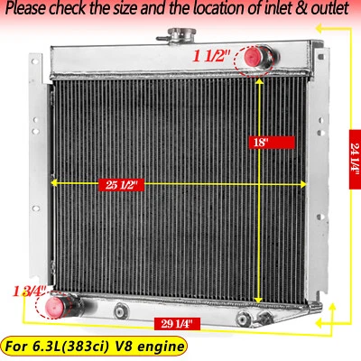 4-Core Radiator Fits 1969-1971 Dodge D100 D200 D300 W100 W200 W300 Pickup 6.3 V8 - Image 1 of 4