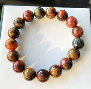 Bracciale perle pietre preziose Namibia Pietersite colore naturale 11,8 mm C1329 - Foto 1 di 8