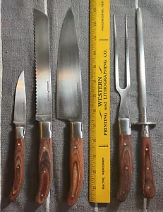 Juego de cuchillos de chef Laguiole L'eclair con bloque 3 cuchillos tenedor abeja de acero - Imagen 1 de 11