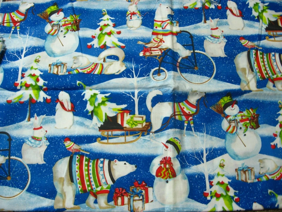 Snowy Friends por Nancy Visón Muñecos de Nieve Perro Oso Polar Conejito Pájaro Bicicleta Trineo Nieve Lote Foto 1 de 1