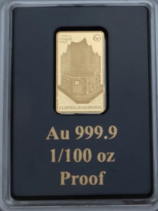 DEUTSCHLAND: ELBPHILHARMONIE HAMBURG, GOLDBARREN, 9999 GOLD, PP, C30 - Bild 1 von 2
