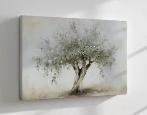 Salbeigrüner Olivenbaum Vintage gedecktes Ölgemälde Stil Leinwandbild Wandbild - Bild 1 von 9