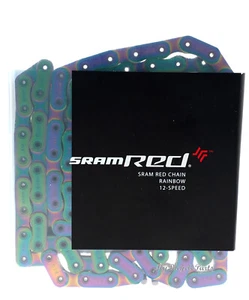SRAM AXS RED 12S Chain Flattop HollowPin Rivets 120 Links w/ Connector Rainbow - Picture 1 of 1