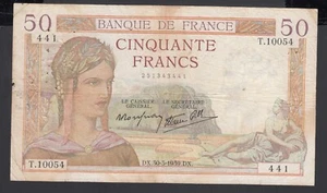France 50 Francs 1939 F-VF P. 85, Banknote, Circulated - Picture 1 of 2