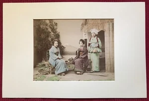 JAPAN Original Vintage Photograph 19th century GEISHA Aquarellé Watercolor Rare! - Picture 1 of 2
