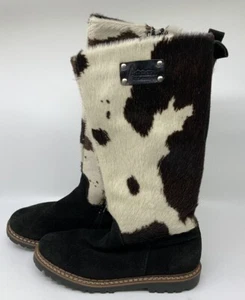 Ammann Of Switzerland Womens Brown Cow Design Fur Boots Zipper Size EU 38 - Picture 1 of 10