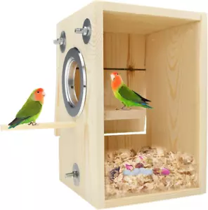 Bird Nest Box Parakeet Breeding Nest Box Bird Nest House Wooden Acrylic Transpar - Picture 1 of 12